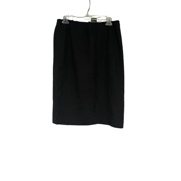 Kasper Women's A-Line Pencil Cut Mini Side Slit Midi Skirt Black 12 - Picture 1 of 5